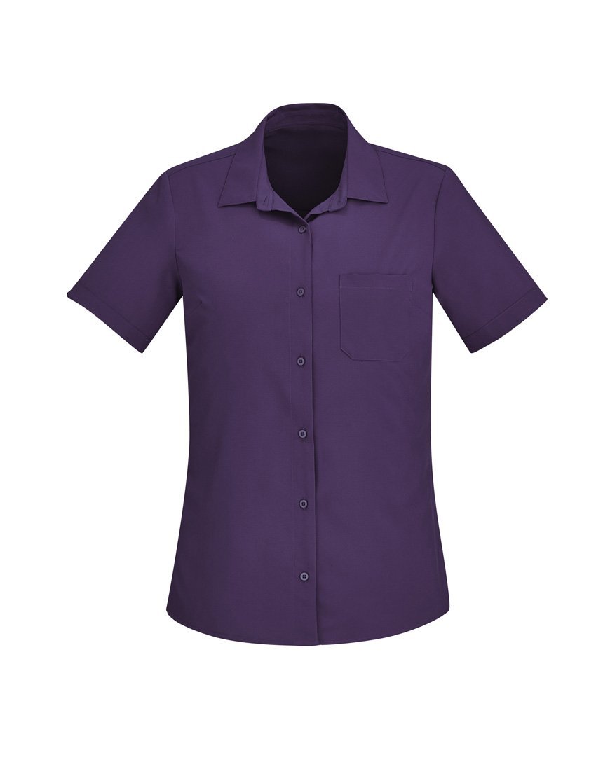 Biz Care Womens Easy Stretch Short Sleeve Shirt CS947LS Health & Beauty Biz Care Purple 4 